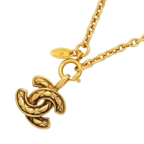 Chanel Coco Mark Matelasse Necklace, GP Plated, Gold, Women's - Picture 1 of 8